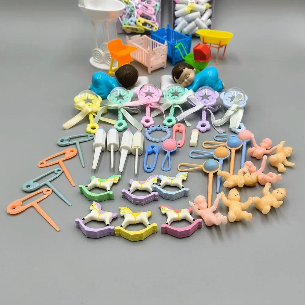 Huge Lot Wilton Baby Cake Toppers Favors Cradle Furniture Rattles Bottles Babies